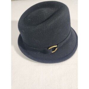VTG ERIC JAVITS  100 % Wool Felt Fedora Hat  Black One Size (20”) Water  Repell
